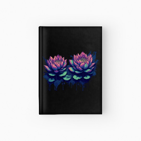 Neon Lotus Flowers Hardcover Journal