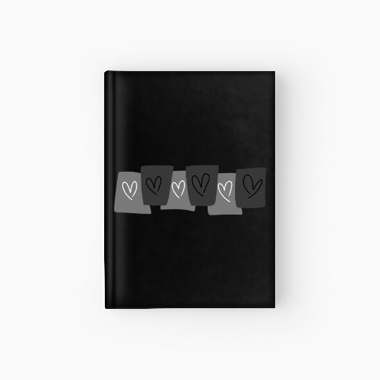 Heart doodle on black card Hardcover Journal