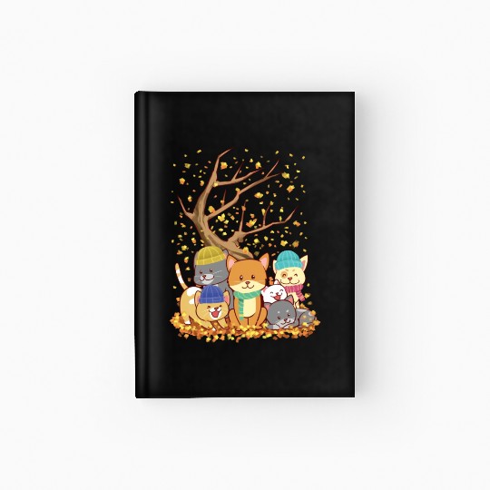 Cats Fall Autumn Leaf Tree Lover Season Fan Enjoy Hardcover Journal