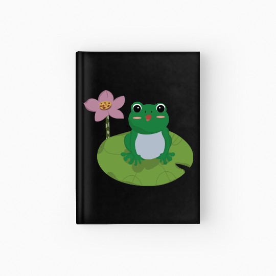 Green Frog on Lotus Leaf vector. Hardcover Journal