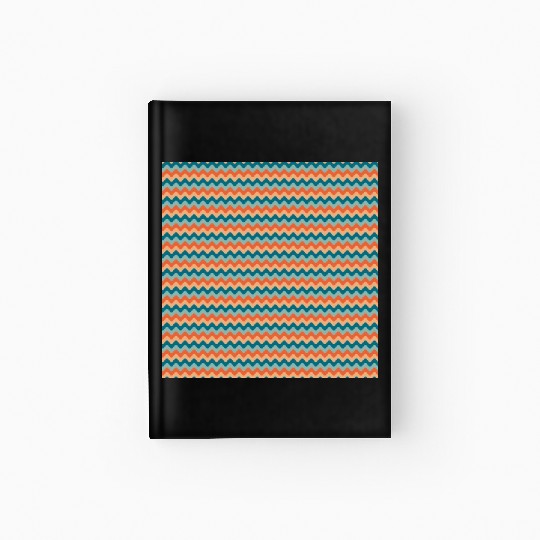 Retro Orange Teal Pattern Hardcover Journal