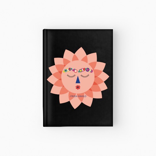 Colorful Cute Funny Sun Frida Kahlo Portrait Viva Hardcover Journal