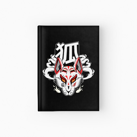 Kitsune mask Cyberpunk style Japanese spirit Hardcover Journal