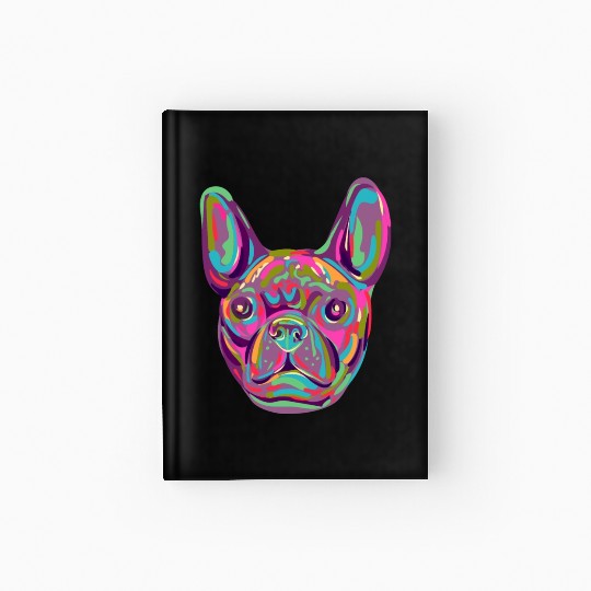 French Bulldog Frenchie head Pop art style Hardcover Journal