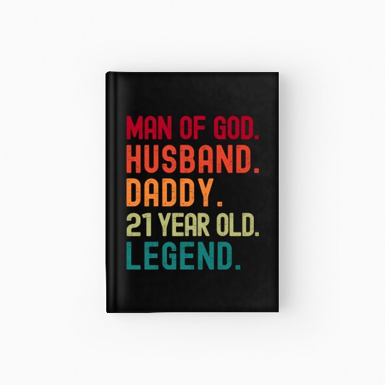 Man of God Husband Dad Vintage 21st Birthday Hardcover Journal
