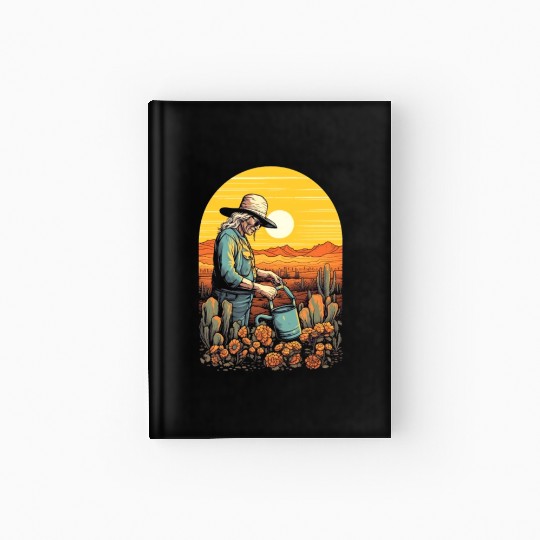 Gardener Grandma Watering Plants Garden Gardening Hardcover Journal