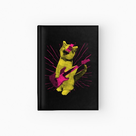 Cat Guitarist Musician Feline Guitar Player Music Hardcover Journal