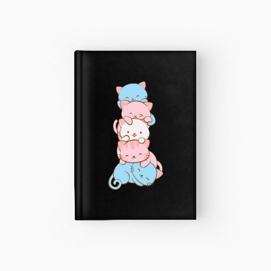 Transgender Pride Flag Cute Kawaii Cats Subtle Hardcover Journal