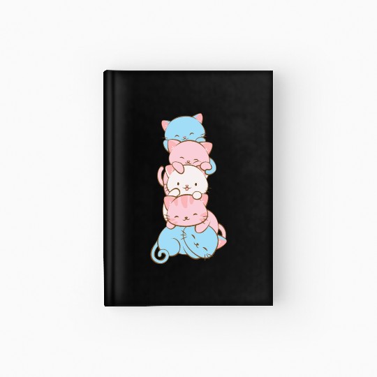 Transgender Pride Flag Cute Kawaii Cats Subtle Hardcover Journal