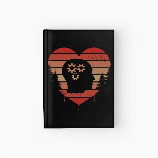 Cute Red Vintage Heart Psychology Valentine Day Hardcover Journal