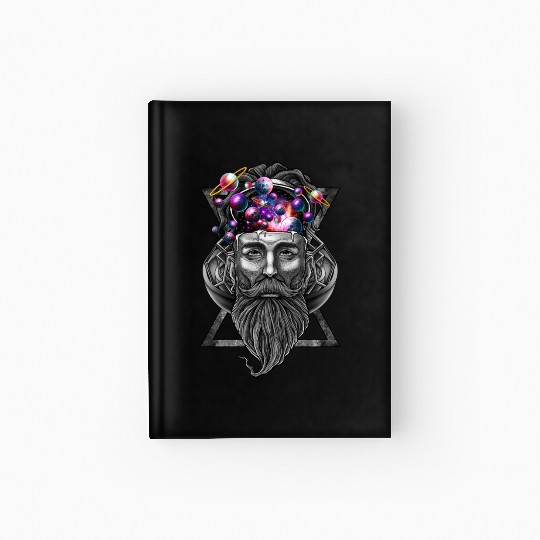 Long beard hipster trippy solar system Hardcover Journal