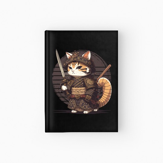 Samurai Cat Warrior Japanese Ninja Cat Kawaii Hardcover Journal