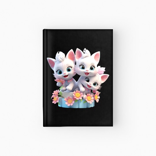 Cute Kittens 3D Ai Art Hardcover Journal