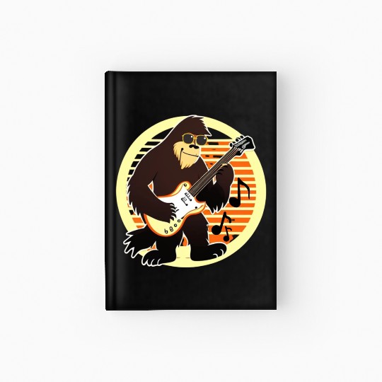 Funny Bigfoot playing a guitar Hardcover Journal