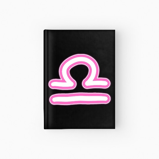 Libra Zodiac Sign Neon Pink Hardcover Journal