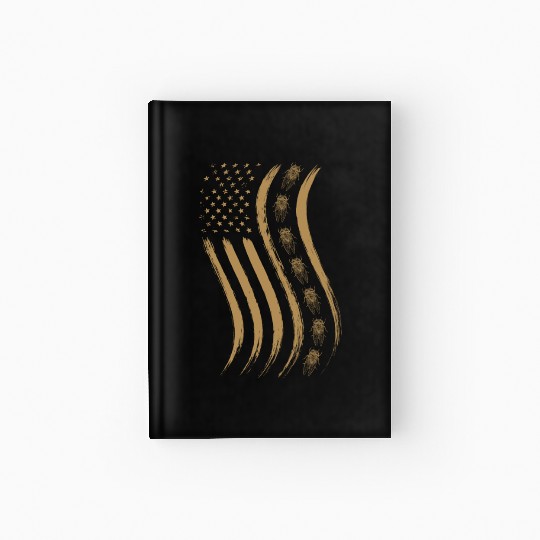 Cicada Line In Waving Distressed Us Flag For Hardcover Journal