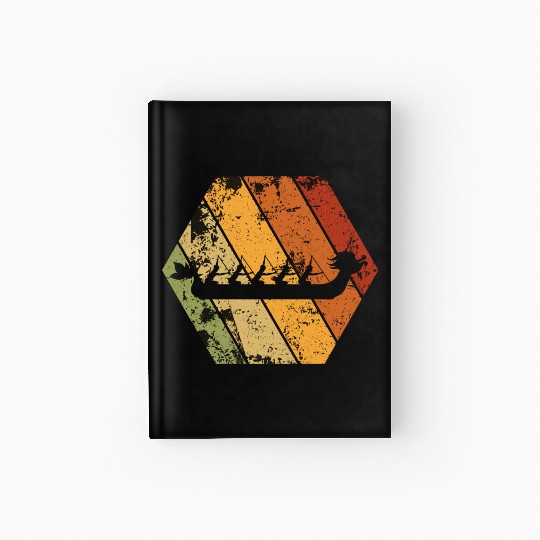 Dragon Boat Racing Retro Vintage Hexagon Logo Hardcover Journal