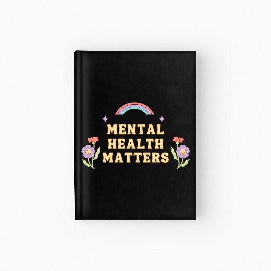 Mental Health Matters | Groovy Rainbow French Gray Hardcover Journal