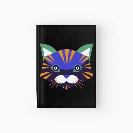 Colorful Cat Face Hardcover Journal