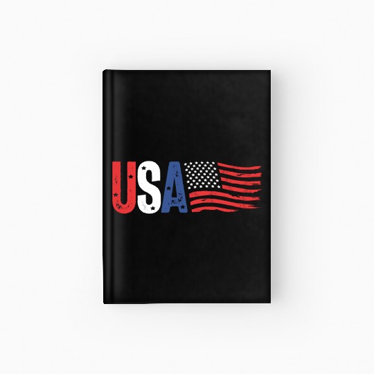 American Flag USA 4th Of July Hardcover Journal