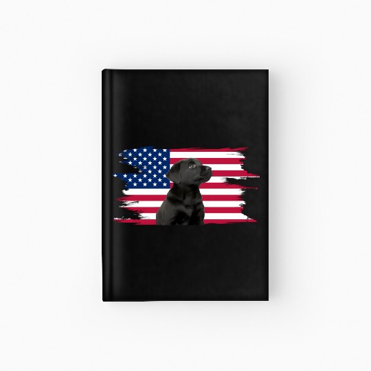 American Flag Dog Black Lab Puppy Hardcover Journal