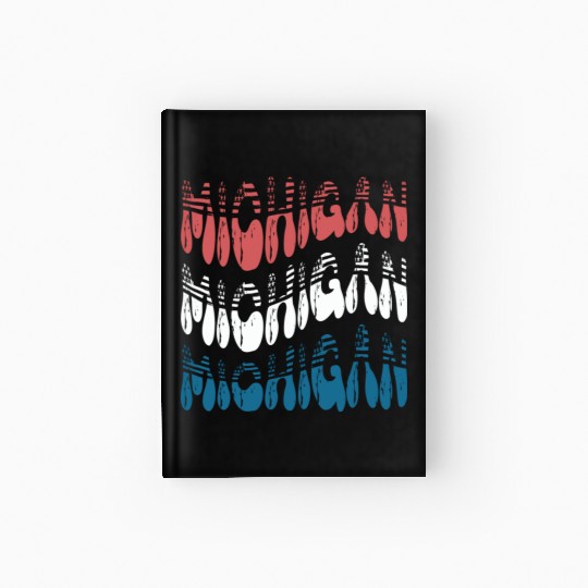 Michigan Red White Blue Cute Groovy Hardcover Journal