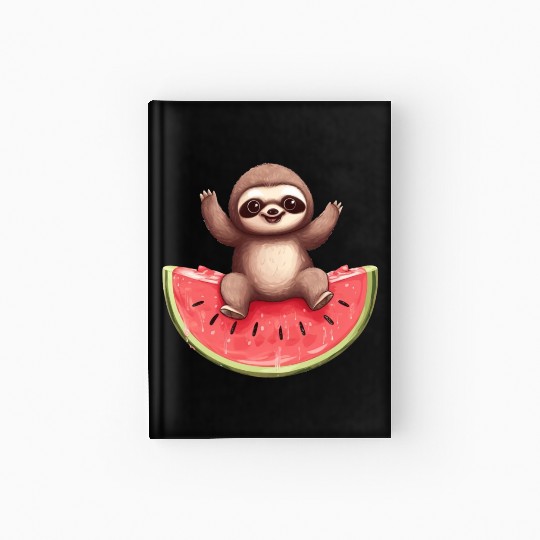 Sloth with Watermelon - Sweet Summer Design Hardcover Journal
