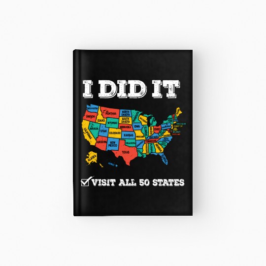 Visited All 50 States Usa Map For Travel Hardcover Journal