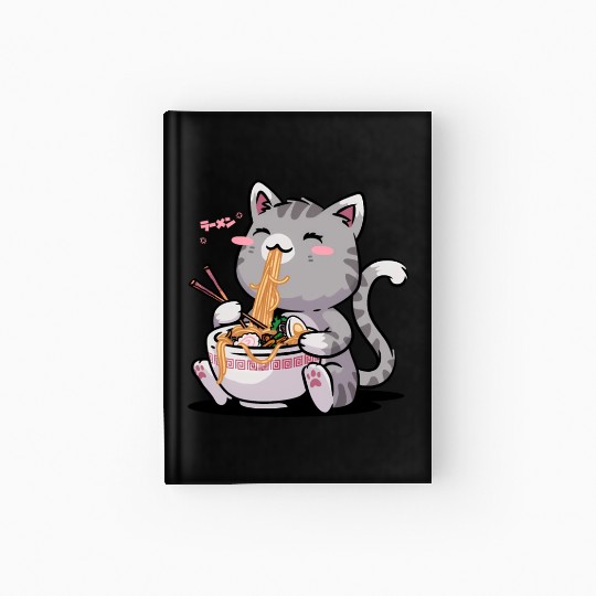 Kawaii Neko Cat Ramen Bowl Anime Otaku Japanese No Hardcover Journal