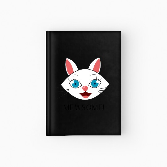 Mewsome White Cat Face Hardcover Journal
