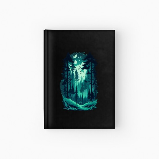 Watercolor Pine Forest Landscape Clipart, Forest B Hardcover Journal