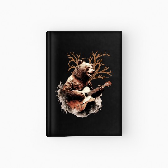 Bear Playing On Guitar Hardcover Journal