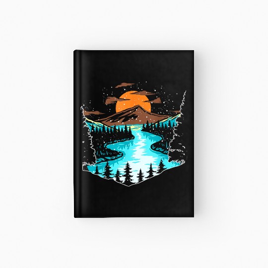 Wildlife Mountain River Outdoor Nature Full Moon Hardcover Journal