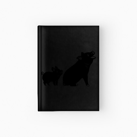 Cheerful pig with piglet logo Hardcover Journal