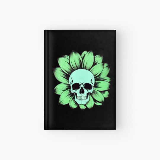Green Toxic Sunflower Skull Vintage Style Hardcover Journal