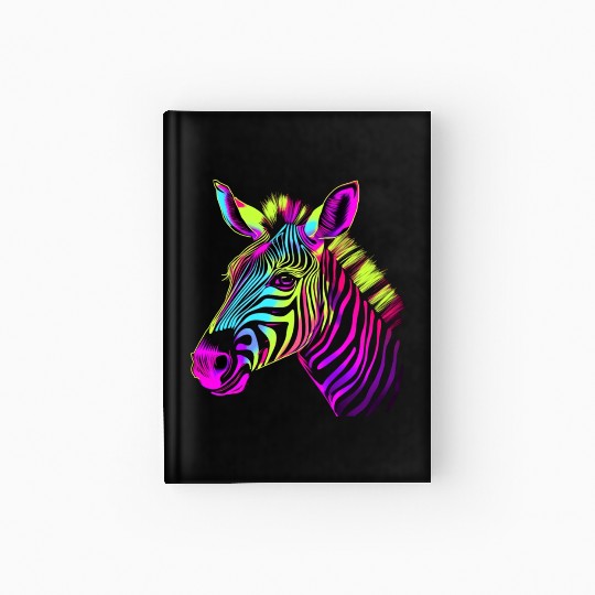 Zebra Neon Colors Portrait Hardcover Journal