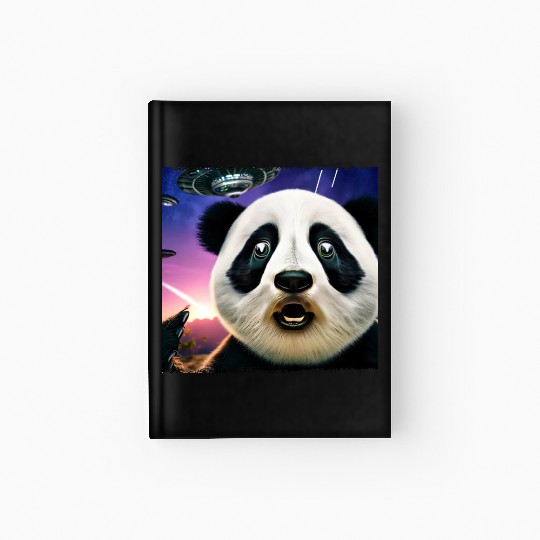 Panda selfie with UFO surprise Hardcover Journal
