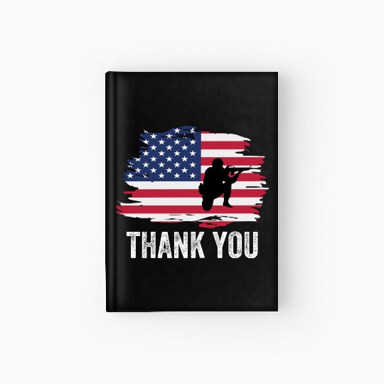 Thank You Us Flag Memorial Day Hardcover Journal