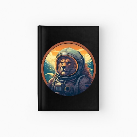 Astronaut Lion at Sunset, Creative Space Design Hardcover Journal