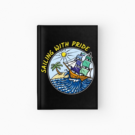 LGBTQ Sailing Ship with Gay Flag, Family Vacation Hardcover Journal