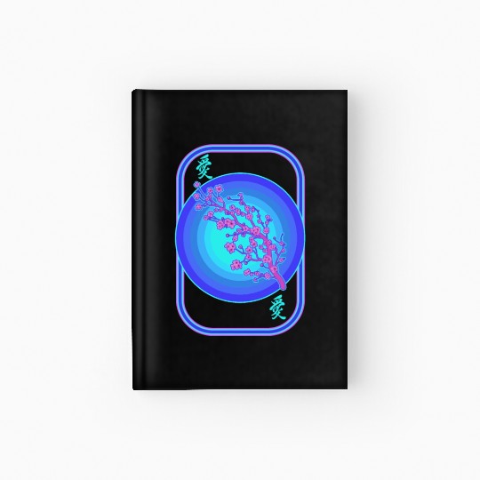 Cherry Blossom Hardcover Journal, Vaporwave Sakura Flowers
