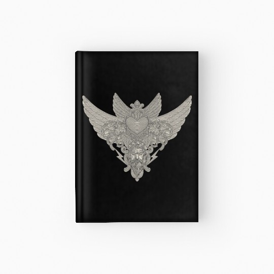 heart with wings, zeus and floral ornament Hardcover Journal