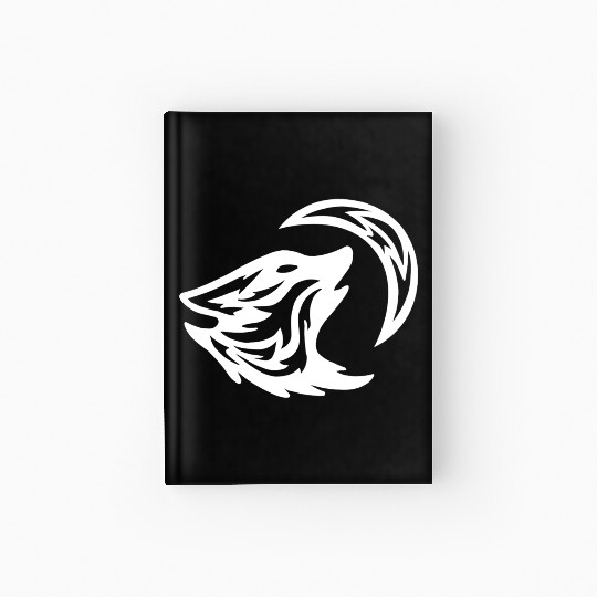 Tribal White Howling Wolf Tattoo 70s Hardcover Journal