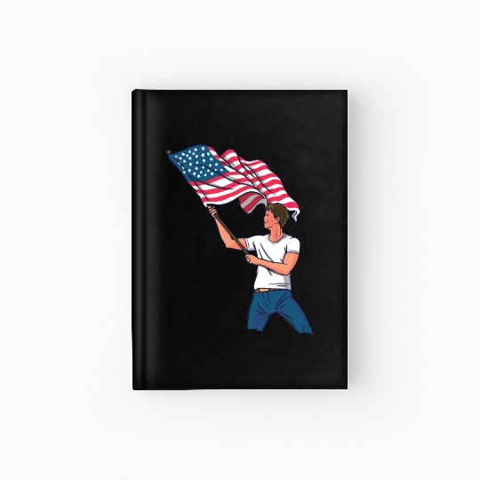 Waving Usa Flag Hardcover Journal