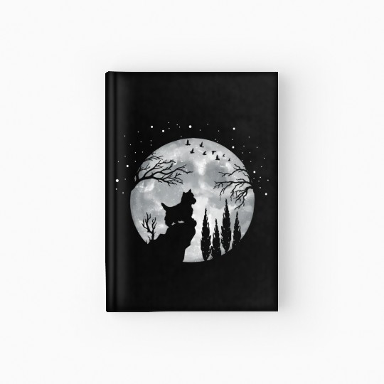 Yorkshire Terrier Full Moon At Night Pet Yorkshire Hardcover Journal