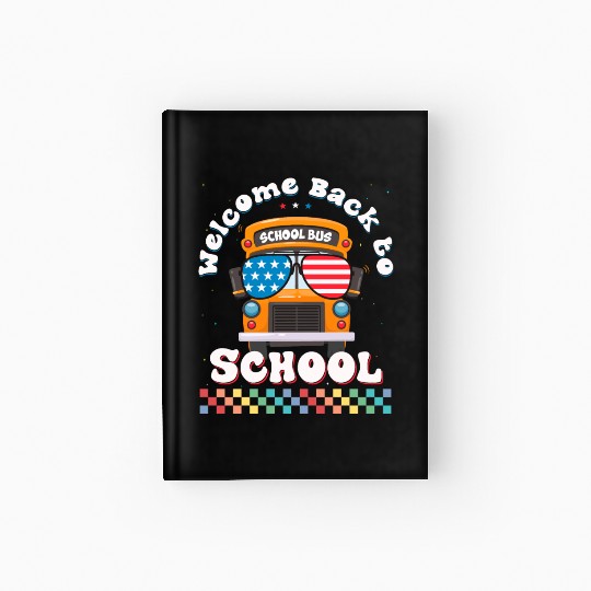 Welcome Back to School Funny School Bus w Vintage Hardcover Journal