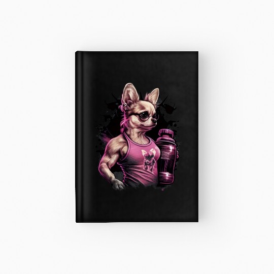 Pink Chihuahua | Fitness Girl Gym Sport Dumbbell Hardcover Journal