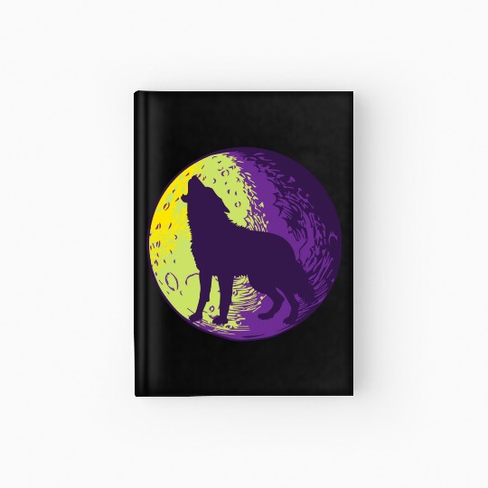Howling wolf in the moon cool Hardcover Journal