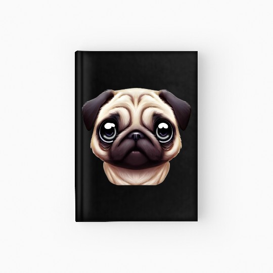 Unique Pug Portrait Hardcover Journal