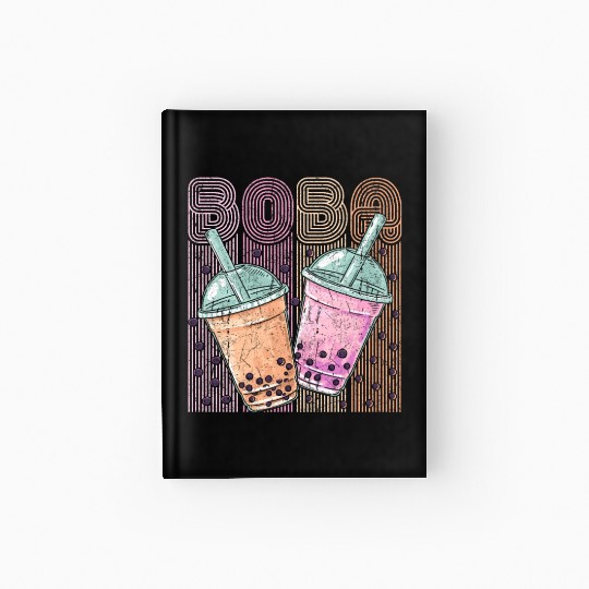 Boba Tea Design Bubbles Bubble Tea Retro Boba Hardcover Journal
